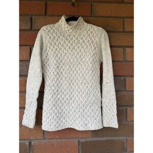 Irelands Eye Cable Knit Sweater Wool Cashmere Mock Neck NWT | Ivory | Size Small